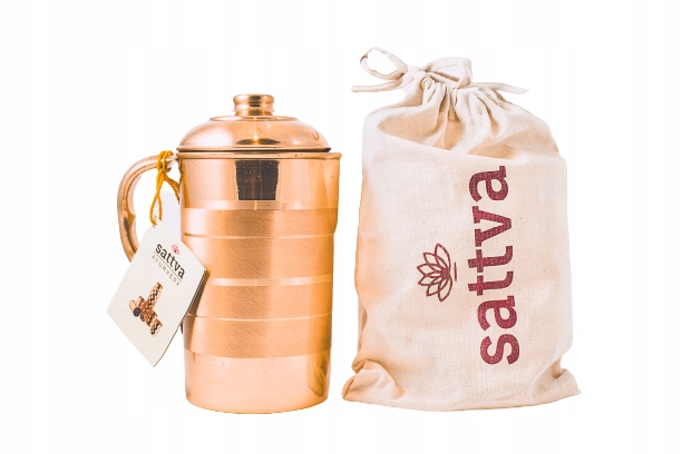 

Sattva Miedziany Dzbanek Na Wodę Pasy 1250 ML