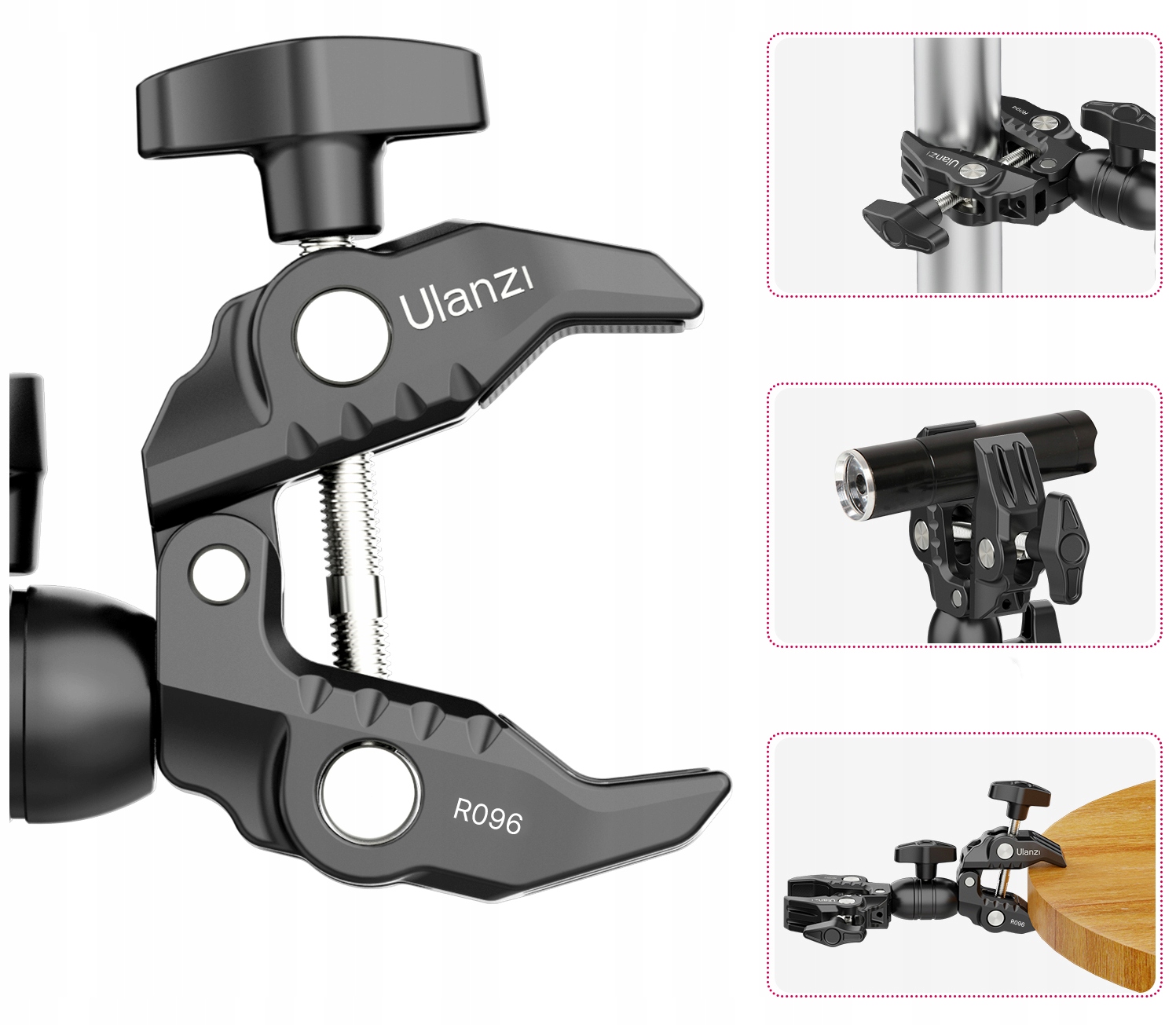 Podwójne IMADŁO Zacisk ULANZI R096 Crab Clamb Magic Arm 1,5 kg udźwigu Model R096