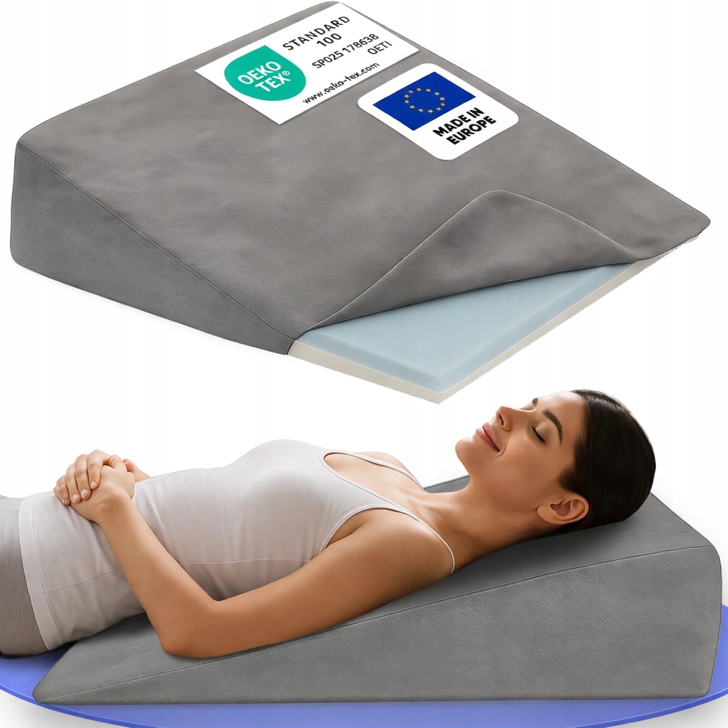Klinová poduška 90 cm na reflux, spanie, čítanie s odnímateľným poťahom
