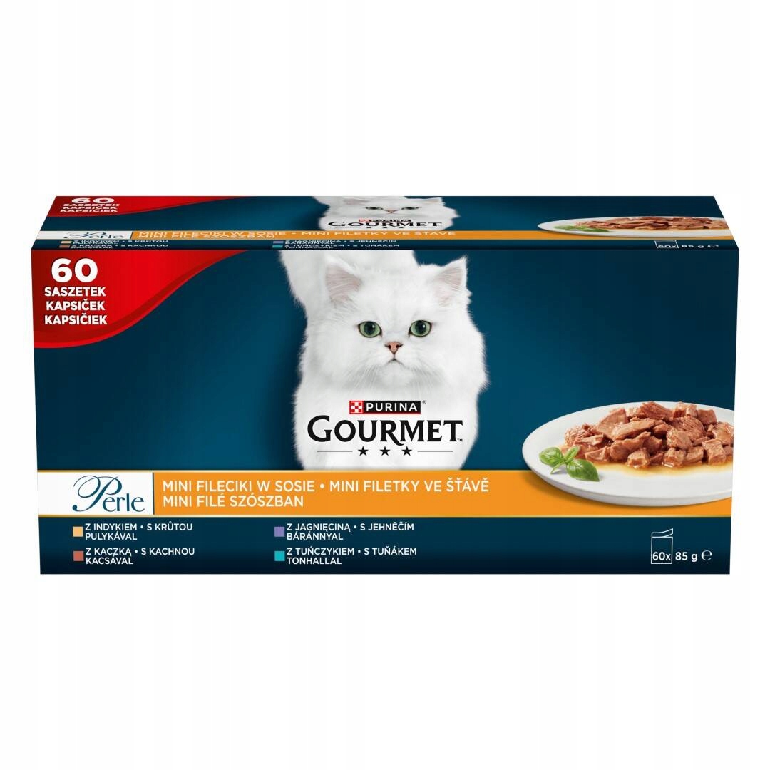 Levně Purina Gourmet Perle 60x85g Krmivo Pro Kočky Mini filety Mix Chutí v omáčce