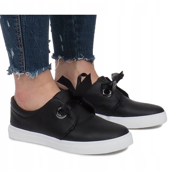 

Czarne Skóra ekologiczna Buty Trampki r.39