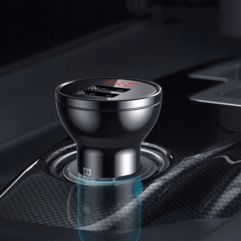 BASEUS SZYBKA ŁADOWARKA SAMOCHODOWA DO SAMOCHODU AUTA 2x USB 4.8A 24W Zgodność ze standardem Quick Charge 3.0