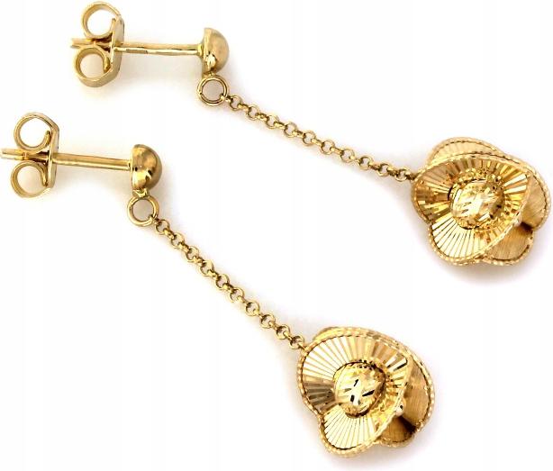 Zlaté náušnice 585, řetízky s kuličkami pro módní ženu 14k