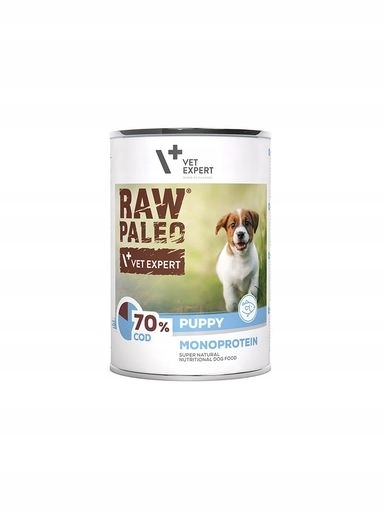 5x VetExpert Raw Paleo Štěně Pes Treska 400g