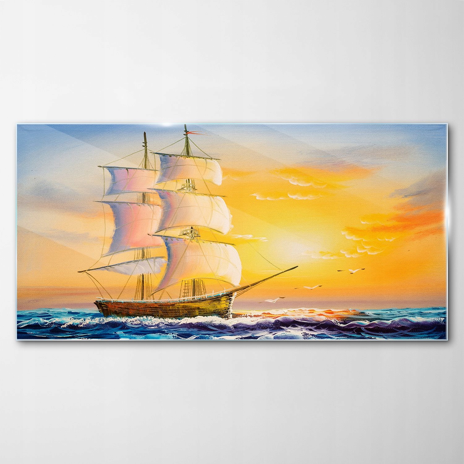 

Obraz Szklany Dekor Łódka Zachód Słońca 140x70