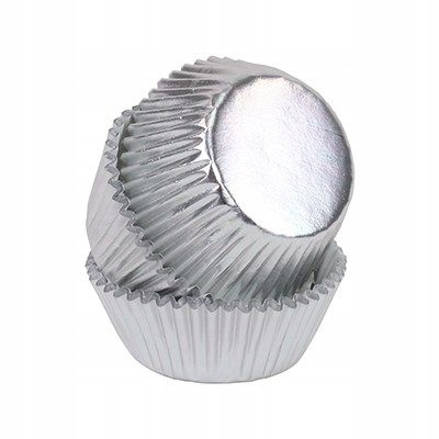 

Papilotki do mini muffinek srebrne 35x22mm 45szt