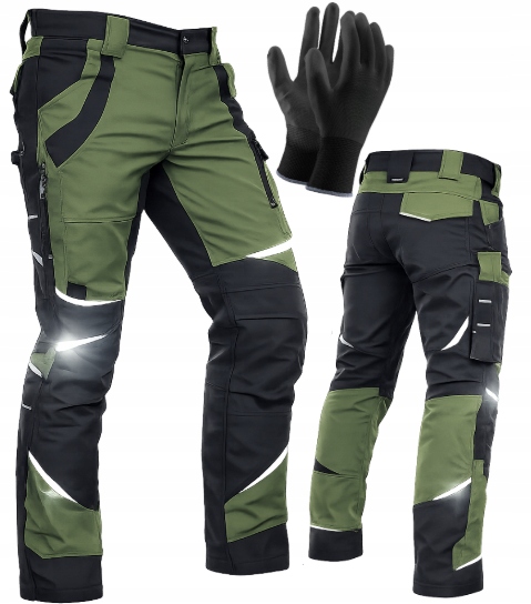 Elastické Bavlněné Pracovní Kalhoty khaki Olivové Rukavice 46
