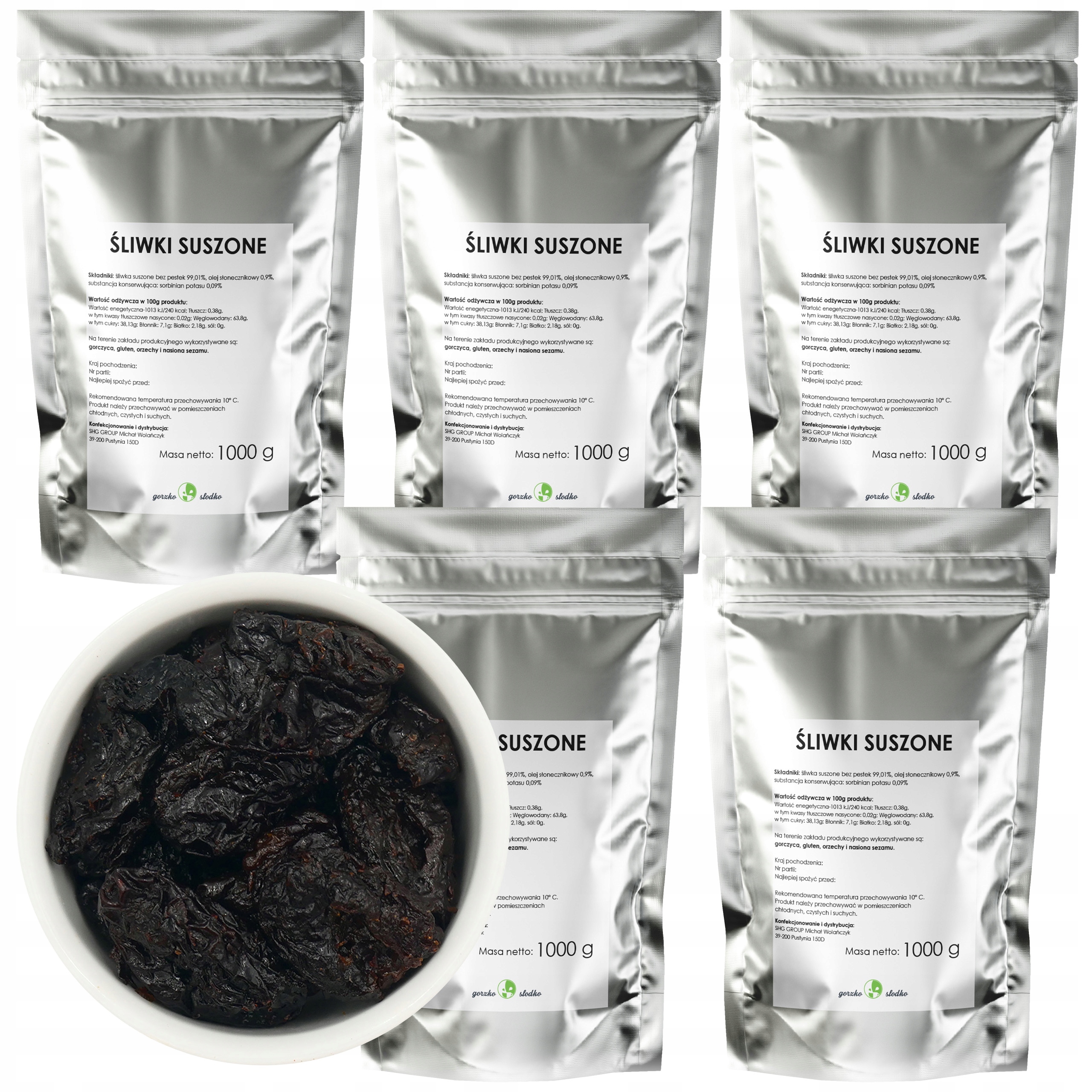 Śliwki suszone bez pestek 5 kg zdrowa przekąska Gorzko Słodko