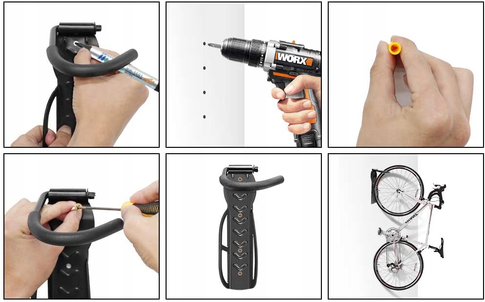 2x WIESZAK ROWEROWY Uchwyt Ścienny na Rower SOLIDNY + kołki Zestaw Liczba stanowisk 1