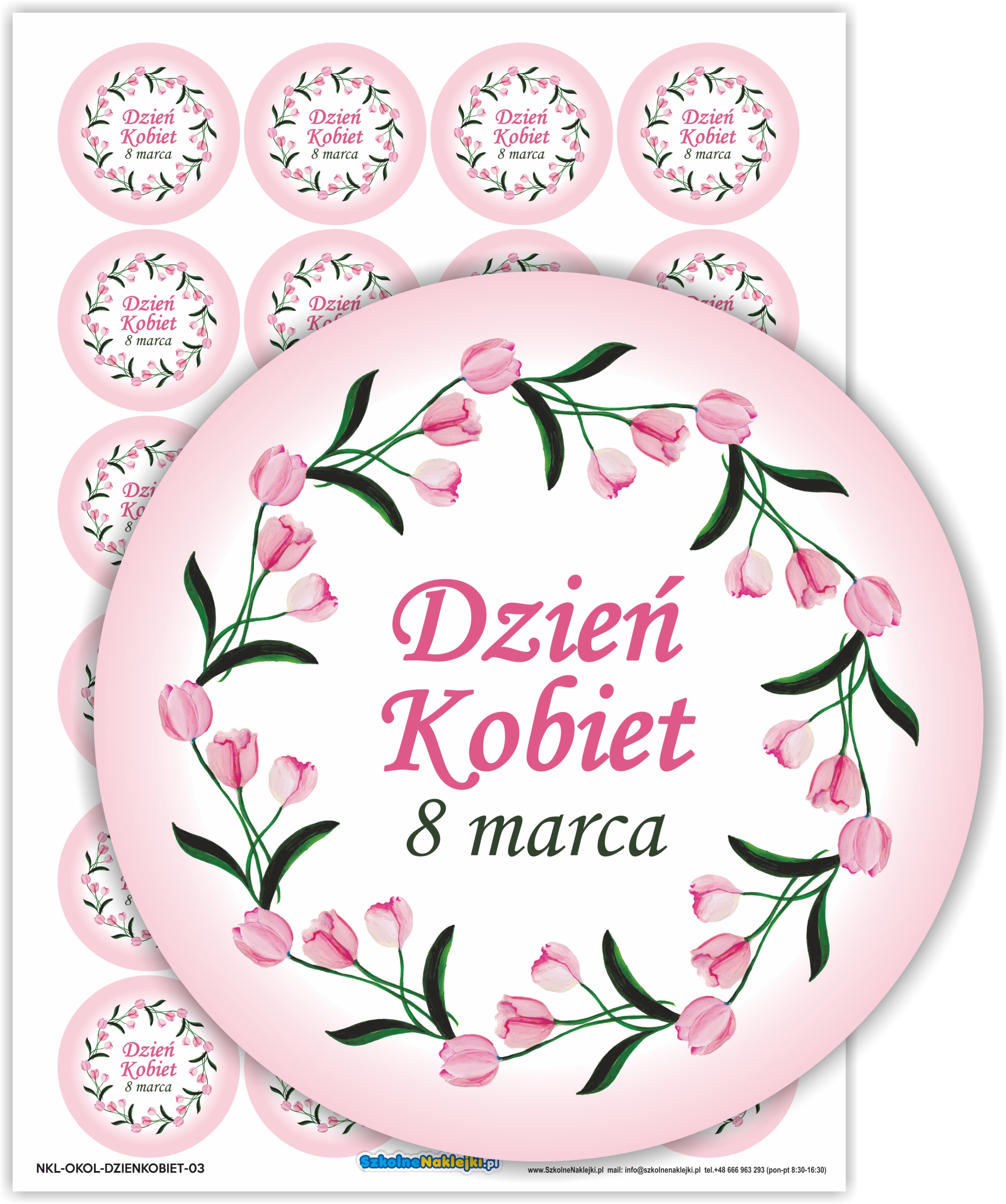 

Naklejki Dzień Kobiet na prezenty upominki 40mm