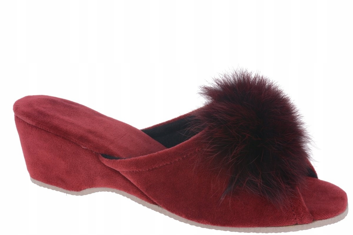 

Pantofle Damskie Pomponik Odkryte Palce bordo 38