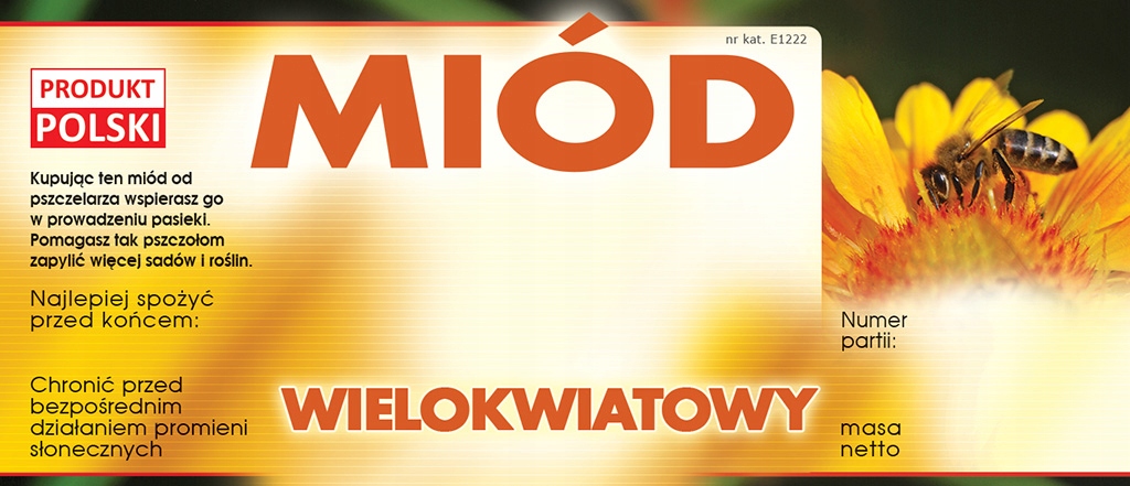 

Etykiety na Miód Wielokwiatowy (100szt) wzór E1222