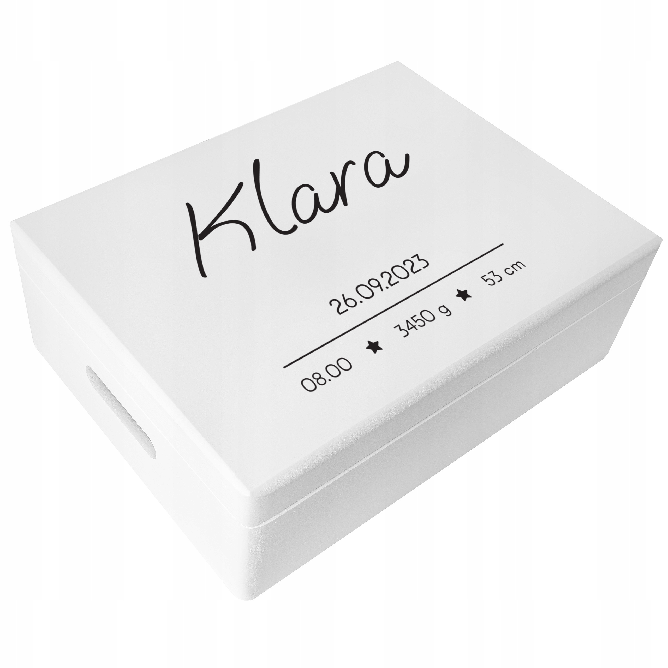 Krabička vzpomínek s gravírováním dárek k narození křtu metrika 40x30x14