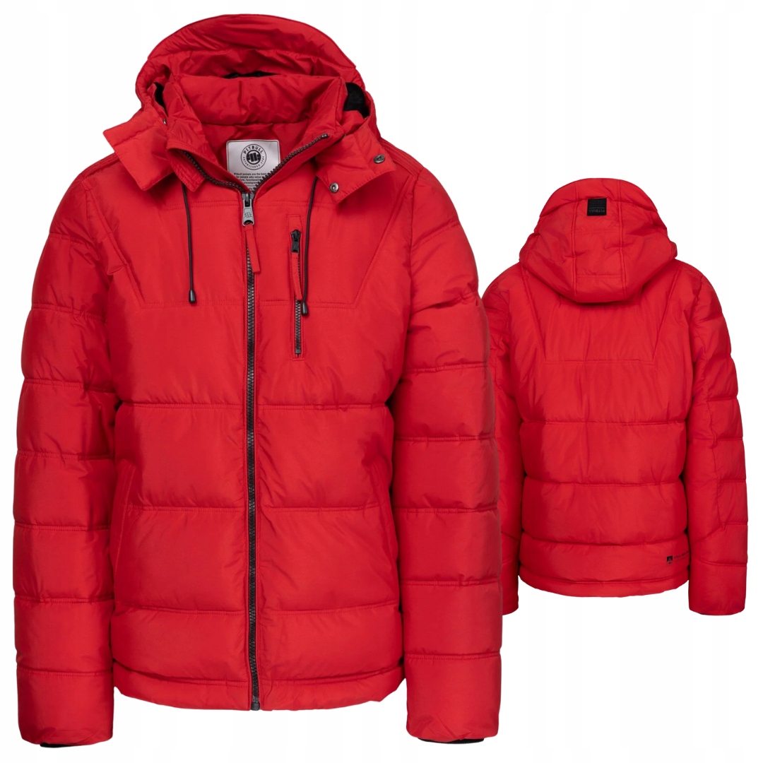 Pitbull West Coast Pánská Zimní Bunda S Kapucí Piedmont Fluo Red M