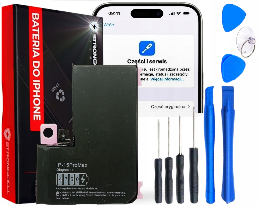 Bateria iPhone 15 Pro Max A2849 Większa Pojemność Strongcell Bez Komunikatu