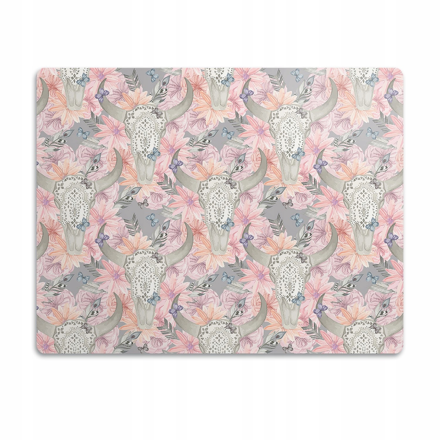 Levně Pod misku podložka pro psa Lebka býka květiny 90x60 cm