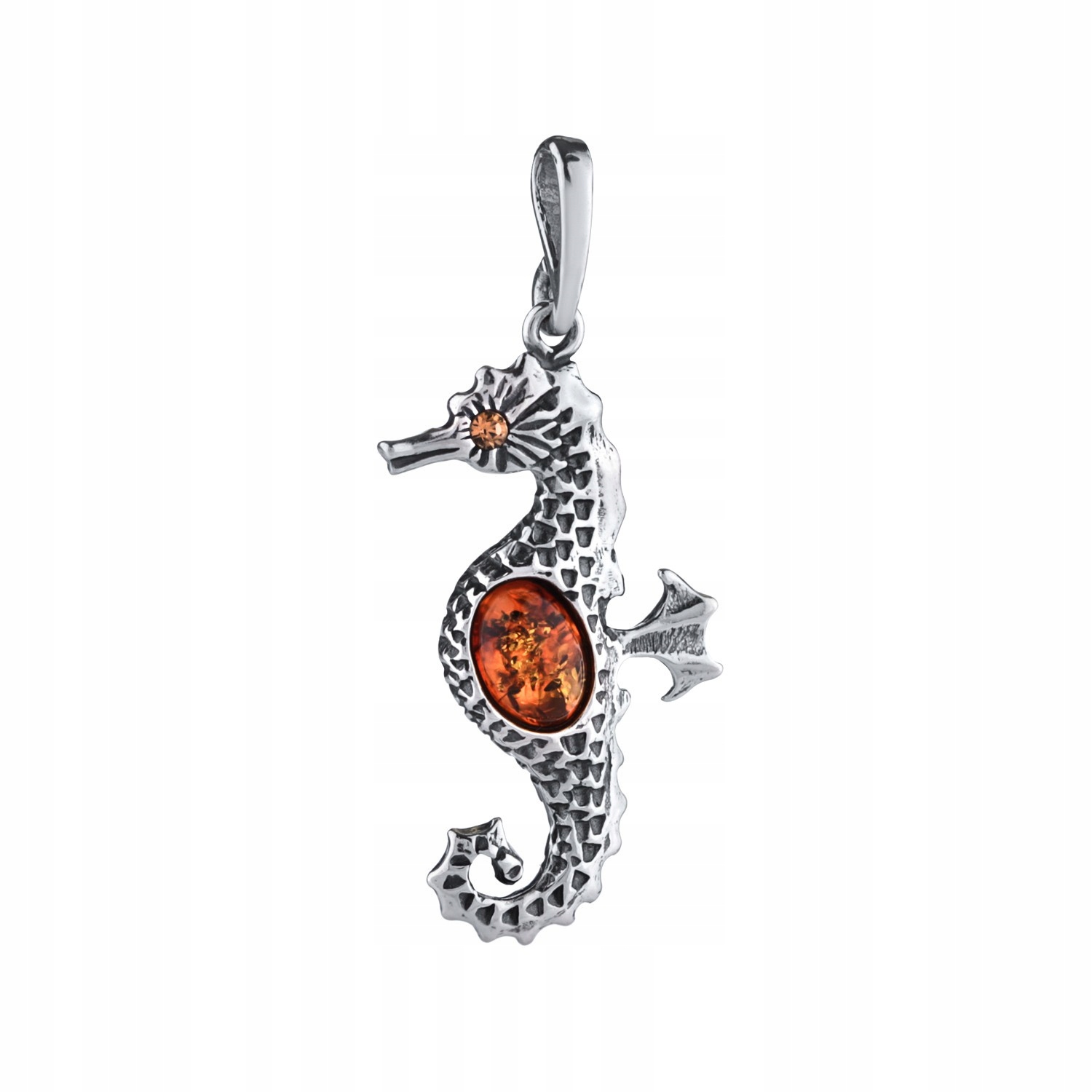 Mořský Koník Se Stříbrným Přívěskem A Jantarem
