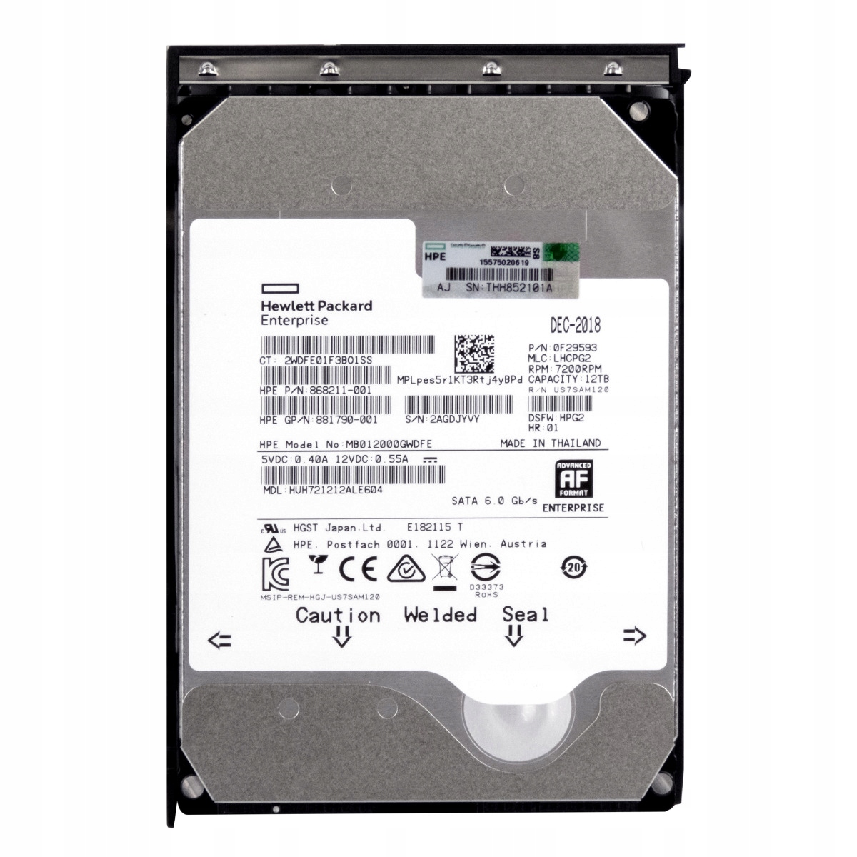 Hp 868211-001 12TB 7.2k Sata III 3.5 MB012000GWDFE