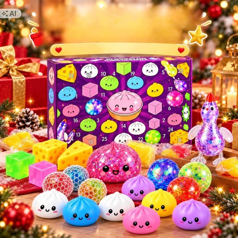 Адвент-календарь EnergoDom Squishy Mystery большой, 24 разные мялки