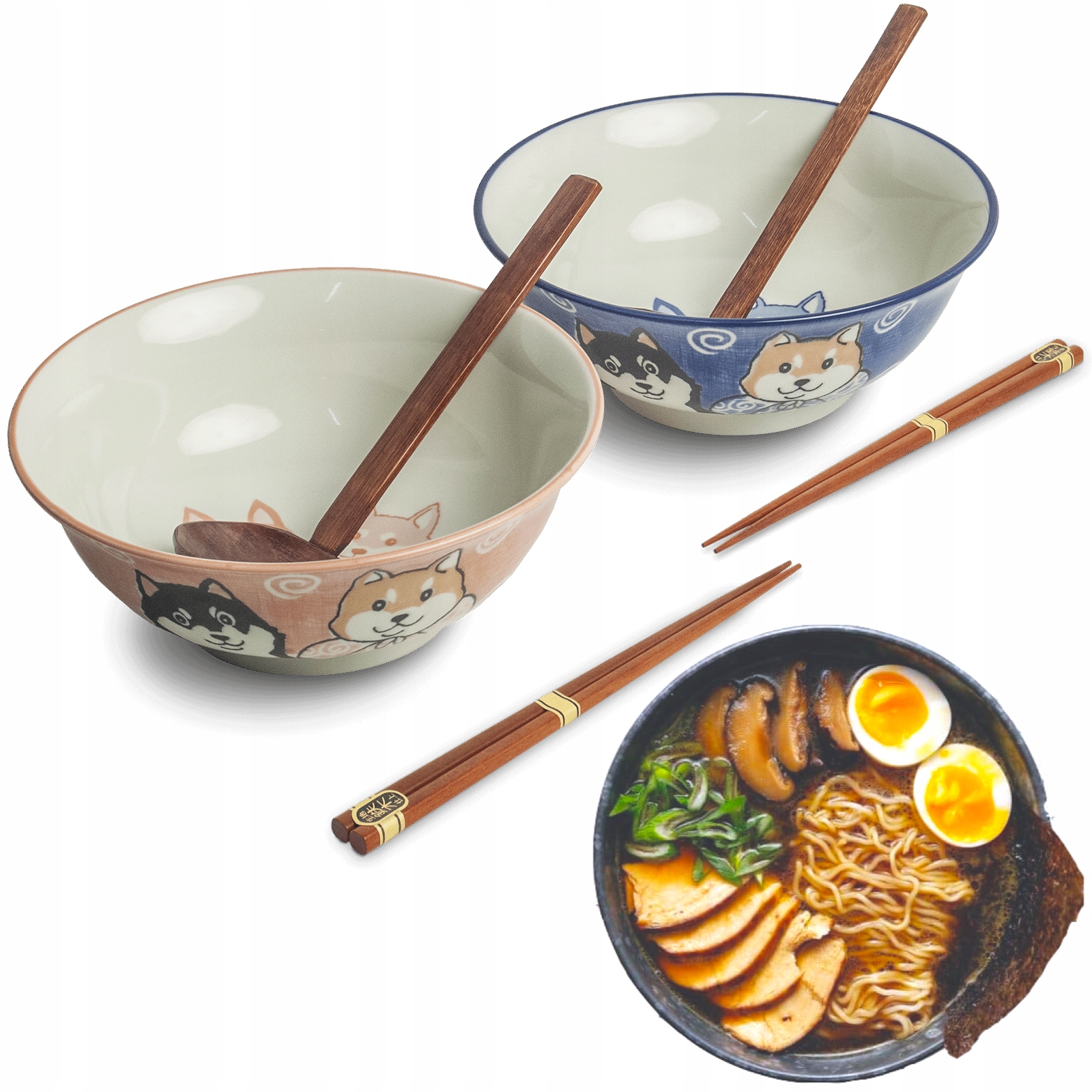 

Zestaw Miski Do Zupy i Makaronu Ramen Motyw Shiba
