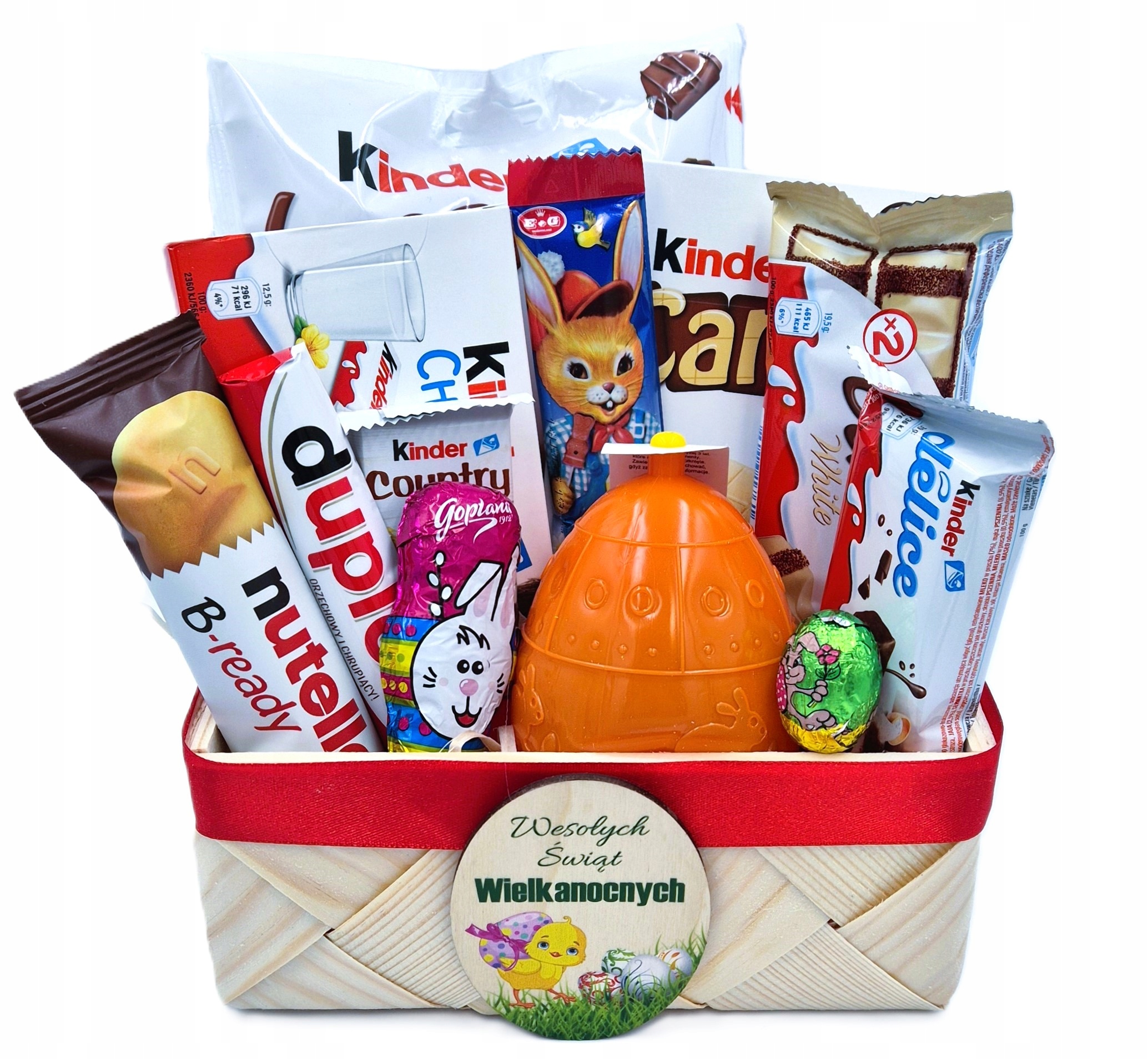 Levně Dárkový koš Kinder Box Sada sladkostí Dárek na Velikonoce Zajíčka