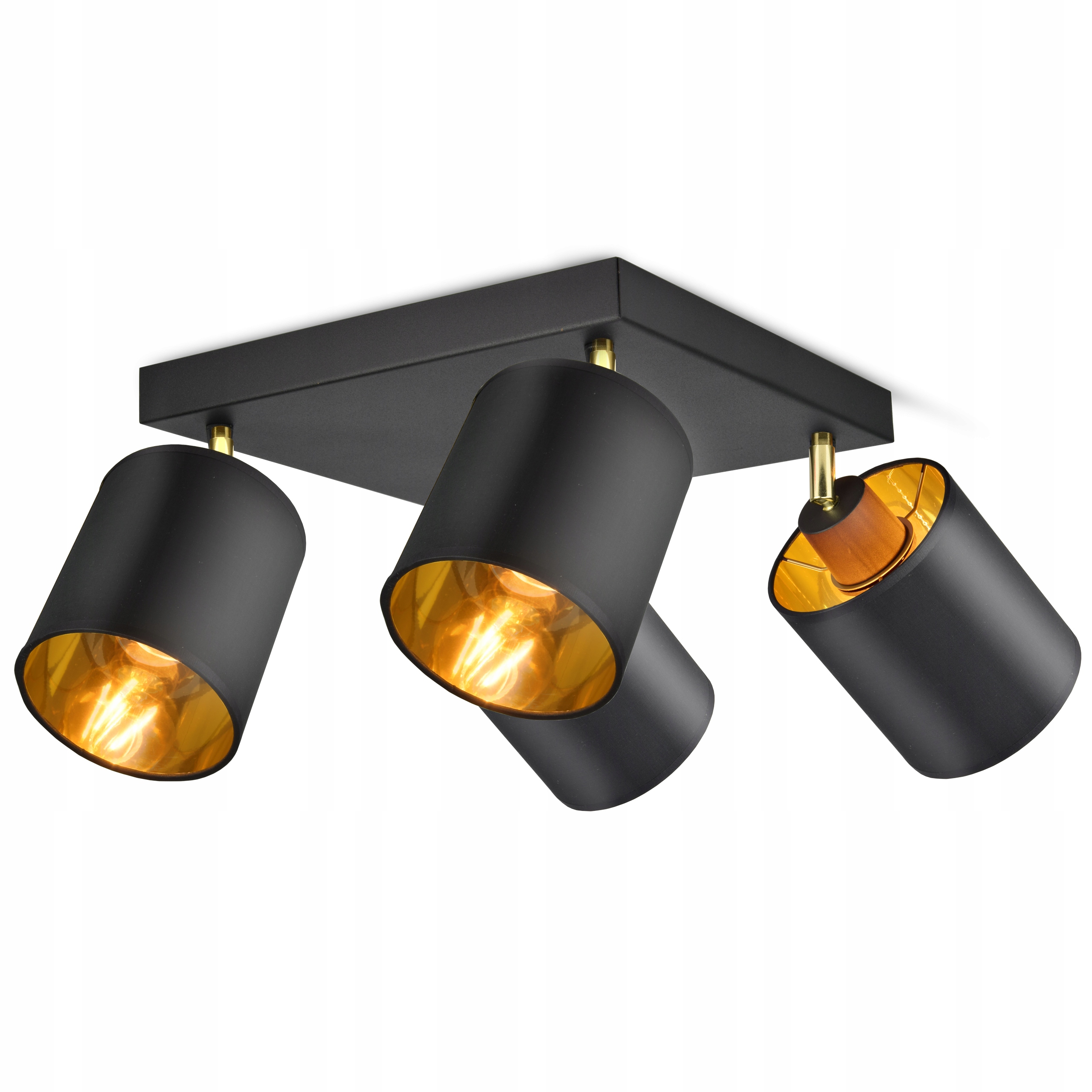 

Lampa Plafon Żyrandol Ruchome Abażury Czarny Złoty