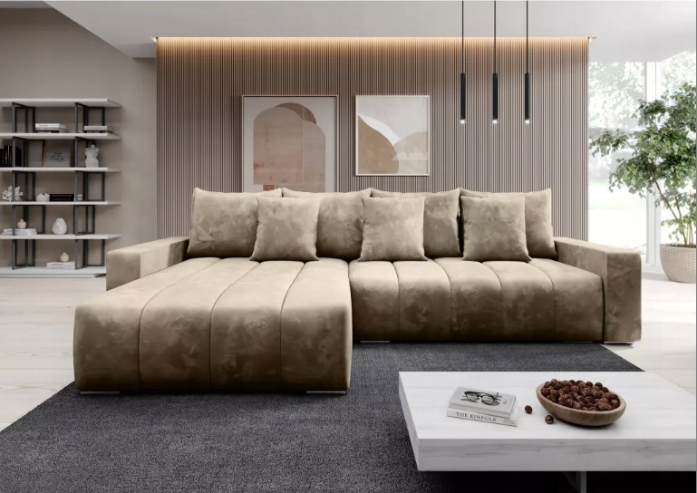 Narożnik rozkładany Castello, funkcja spania, nowoczesny, wybór tkanin