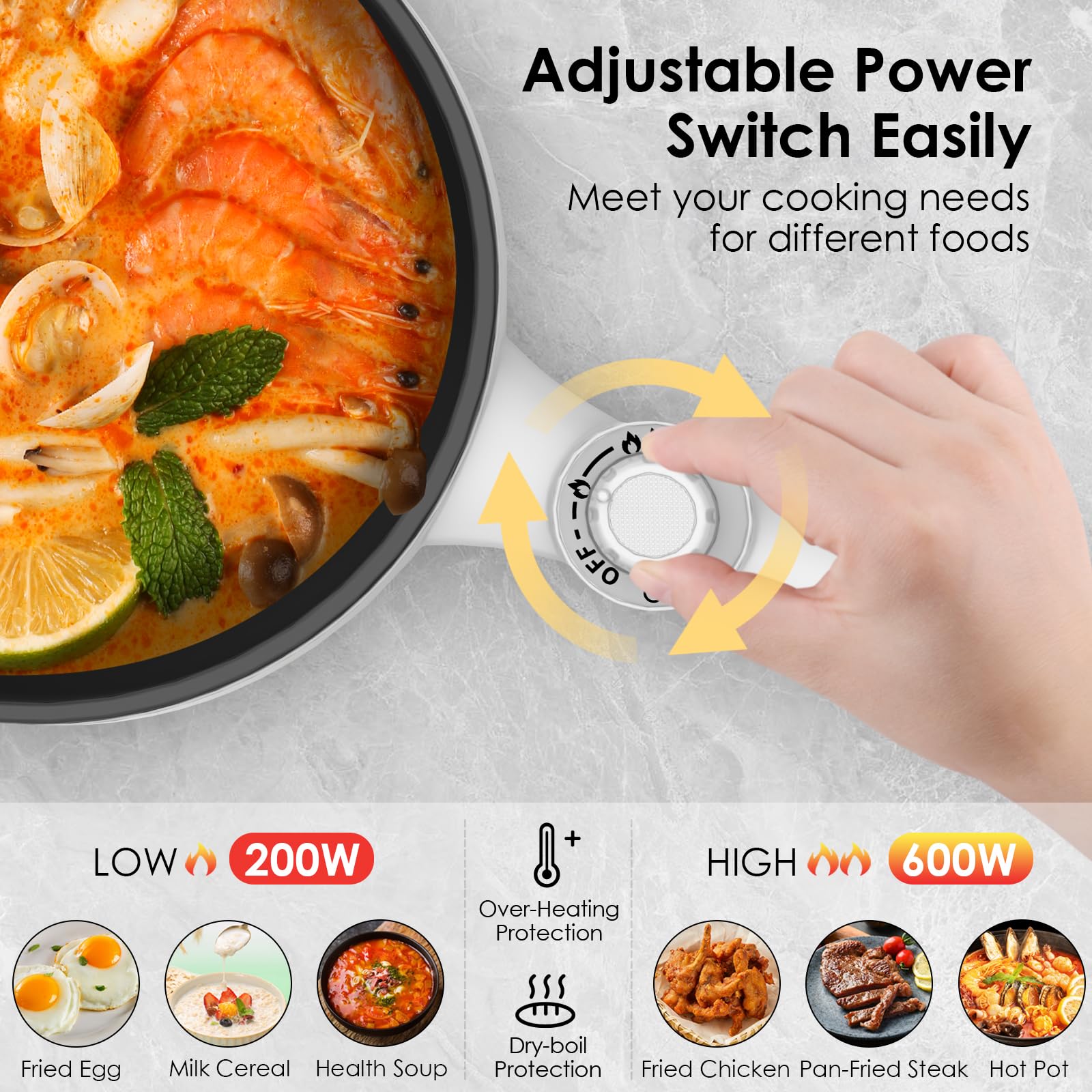 AUDECOOK 1,7L Przenośna Patelnia Antyadhezyjna Multicooker — miniatura 3