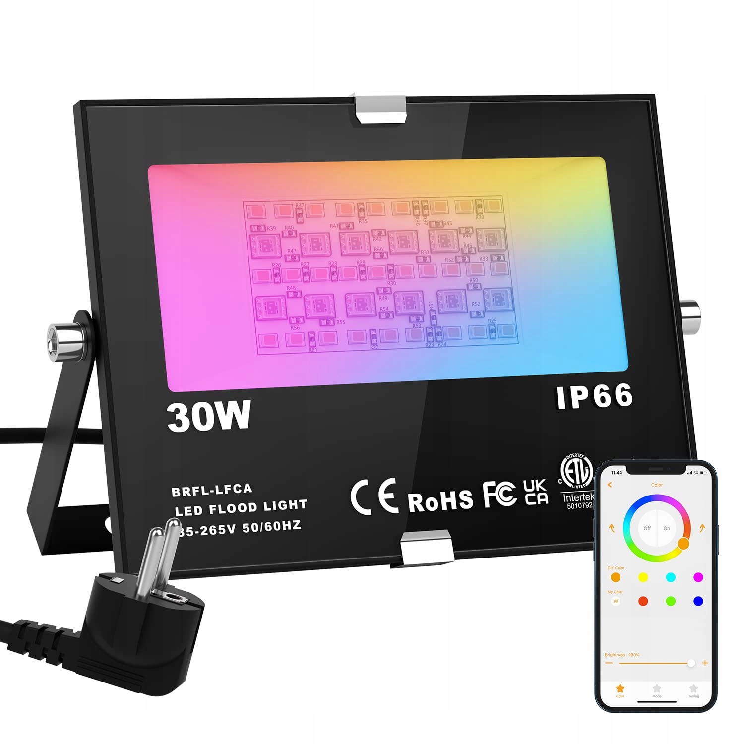 ChangM Reflektor LED RGB 30 W IP66 do ogrodu, sterowanie aplikacją