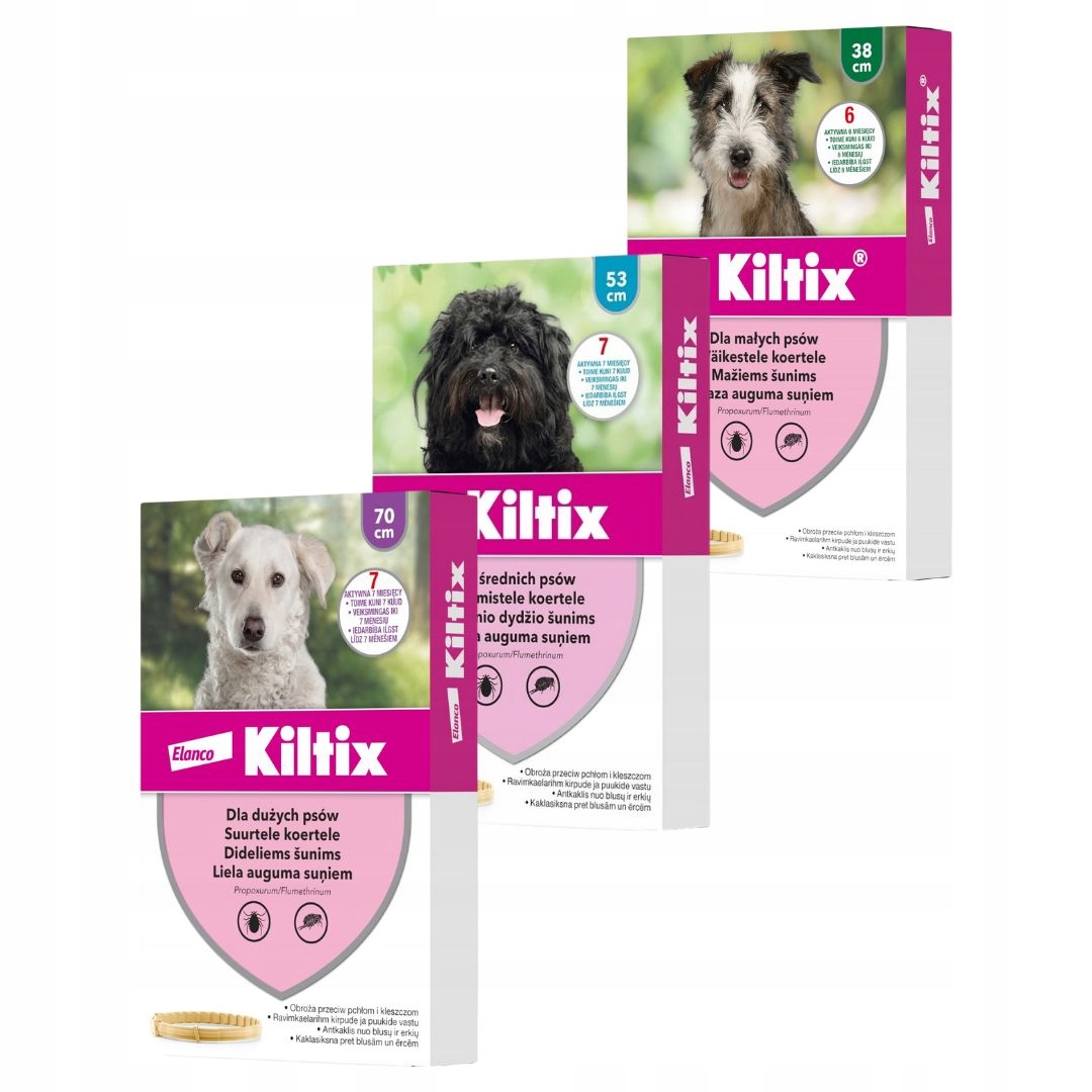 Elanco Obroża kiltix dla wszystkich psów na kleszcze 38cm, 53cm, 70cm