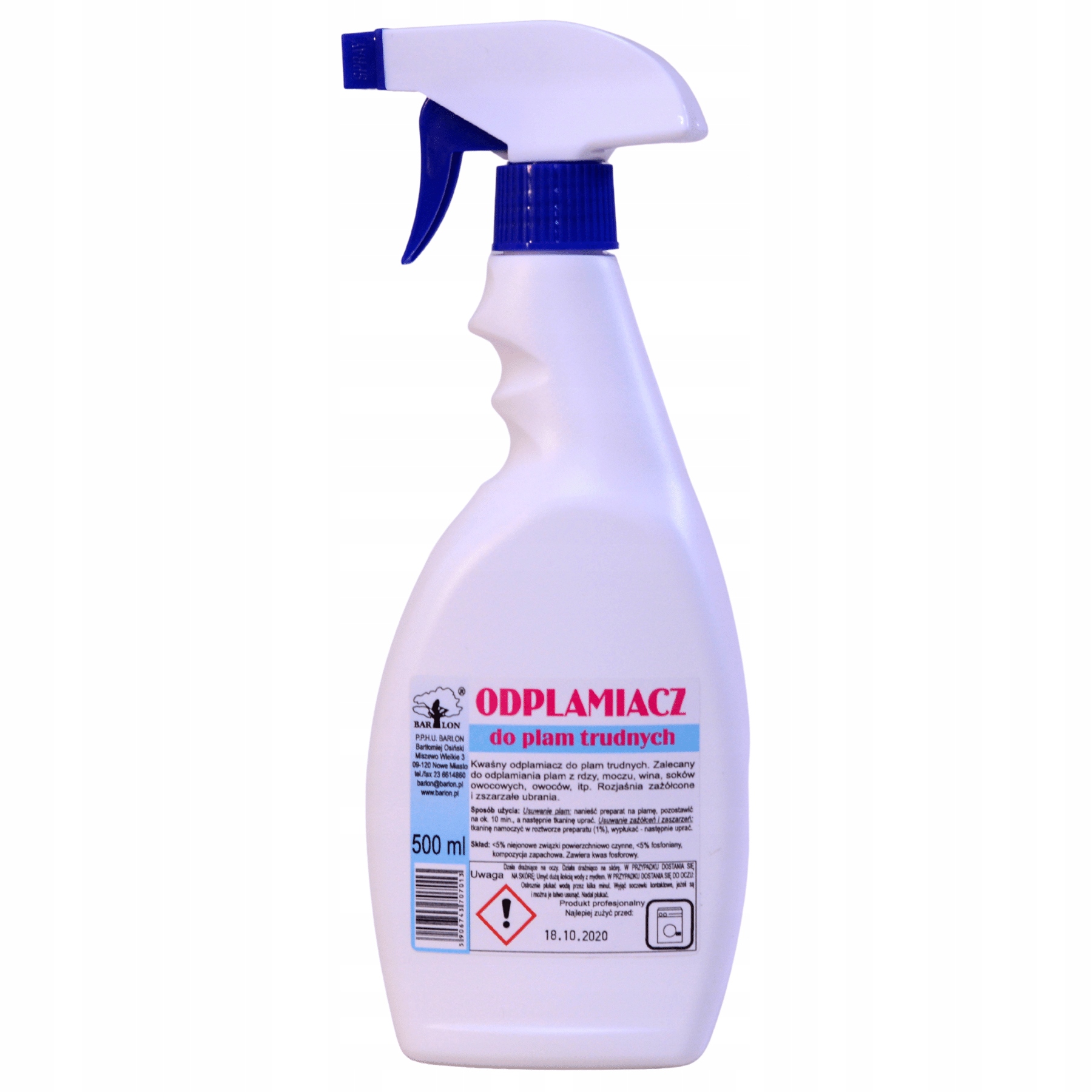 

Odplamiacz do plam trudnych w płynie 500 ml Barlon