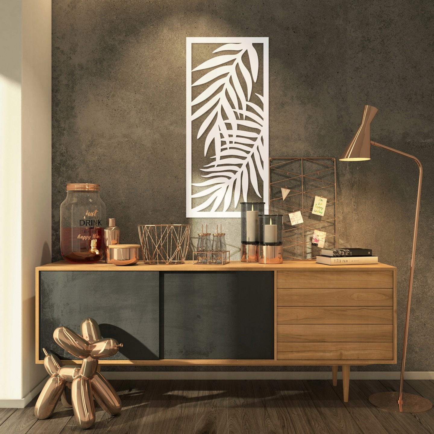 OBRAZ AŻUROWY DEKORACJA ŚCIENNA 3D liście palma L panel 60x30cm Marka LED-ONE