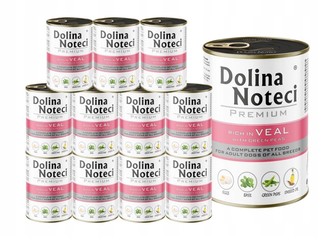 Levně Vlhké krmivo pro psy Dolina Noteci Premium telecí s hráškem 12x400 g