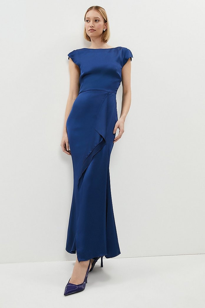 FC56301 *coastová Saténová Šaty S Volánem M