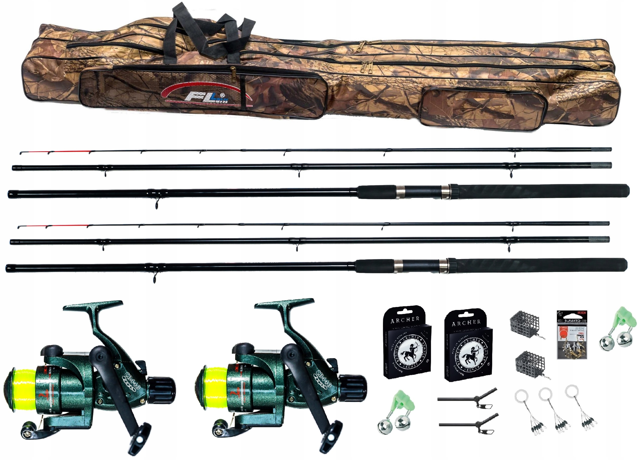 Zestaw Gruntowy 2x Wędka Feeder Kołowrotek Torba