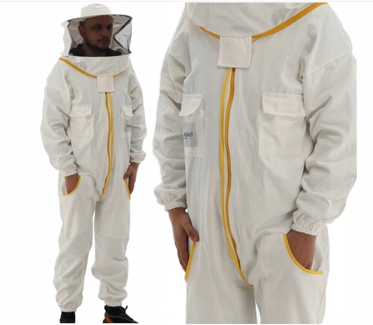 Kombinezon Pszczelarski Z Wentylacją Bawełna Odpinany Kapelusz Rozmiar XXL