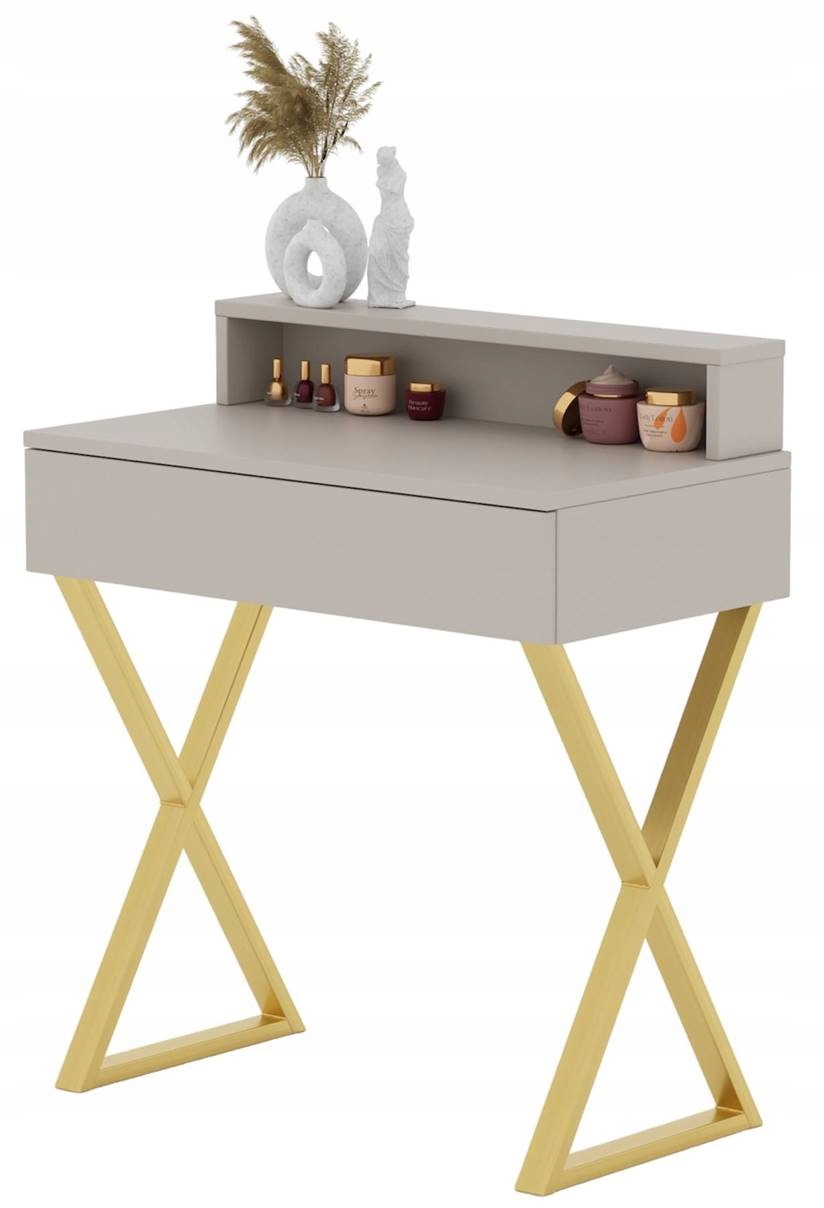Toaletná Konzola Lena Plus Kašmír 75 CM Zlaté Nohy X Kovové