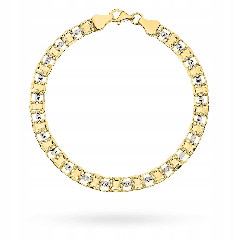 Zlatý Diamantový Náramek Ryzost 585 Dvě Barvy Vysoká Kvalita 19,5 CM