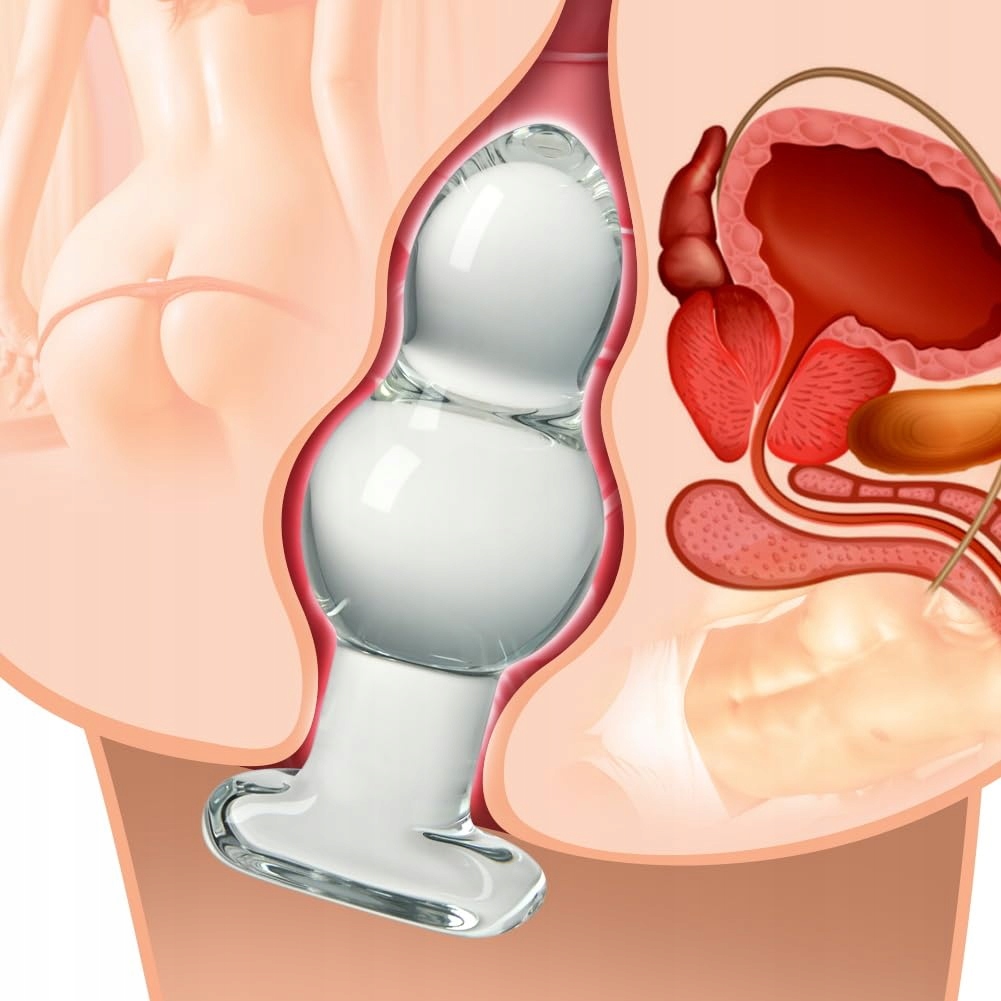 ROLUCK Szklany Korek Analny Kryształowy Plug z 2 Kulami Dildo Trener Analny — miniatura 7