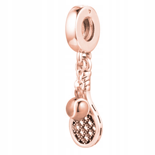 

Charms Rakieta Tenis Piłka różowe złoto 925