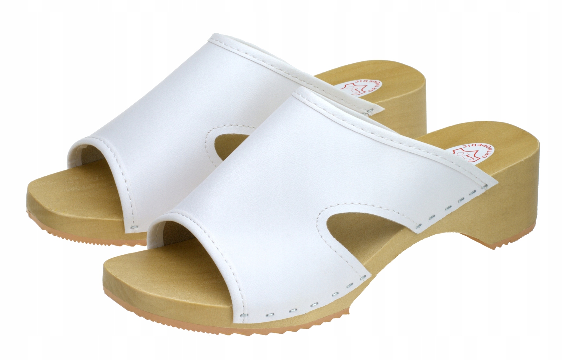 

Drewniaki damskie, odkryte motylki, Białe 35