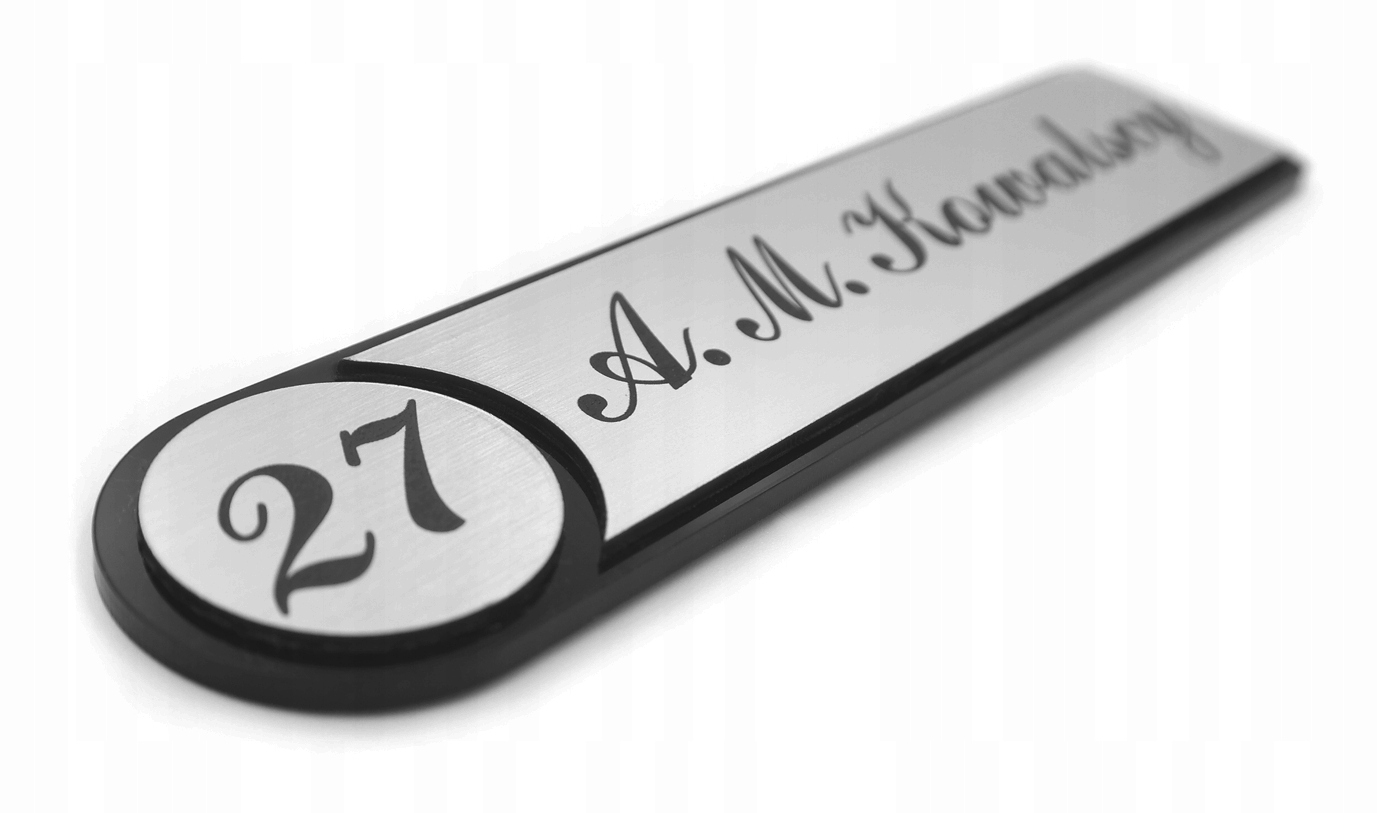 TABLICZKA z nazwiskiem i numerem NA DRZWI 19x4,5cm