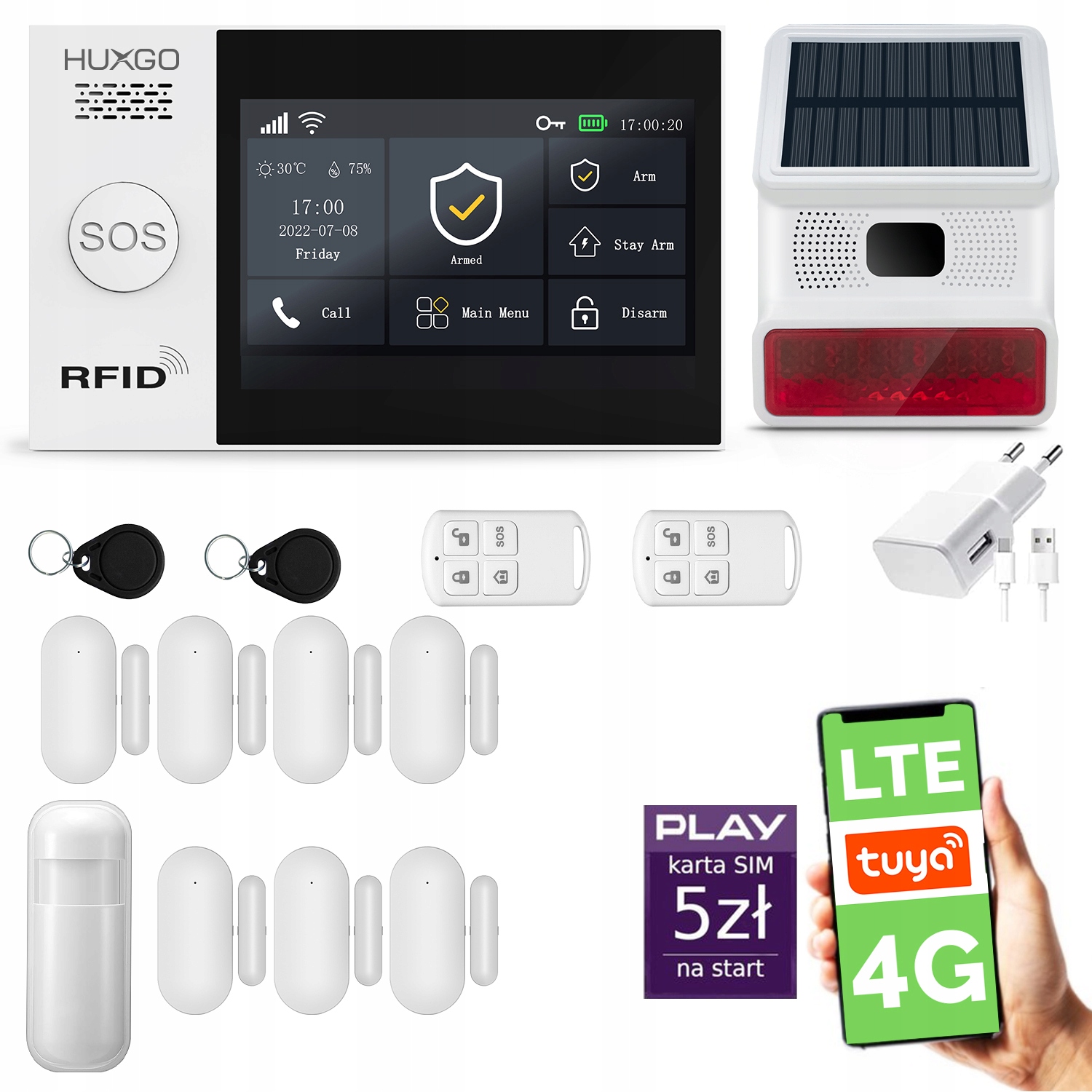 Bezdrôtový alarm WiFi Gsm 4G Lte s aplikáciou Tuya, Huxgo HXA007 4G