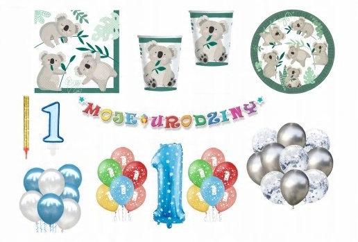 

Zestaw Urodzinowy Miś Koala 1 Urodziny Balony