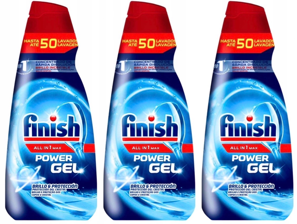 Levně 3x Finish Power Gel 50 mytí Gel do myčky nádobí All-in-One 1 l Regular 1000 ml