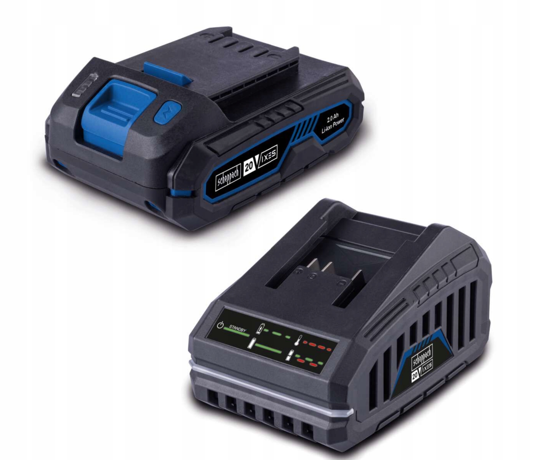 Ładowarka +oryginalny wydany akumulator bateria 2Ah 20v scheppach ixes