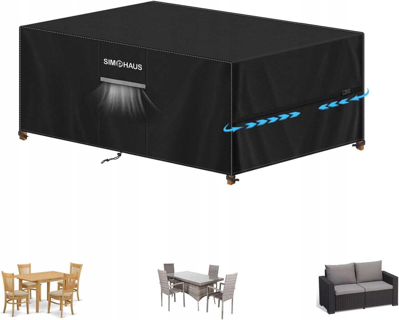 Obal na zahradní nábytek odolný vůči zimním podmínkám 420D 130 x 75 x 74 cm