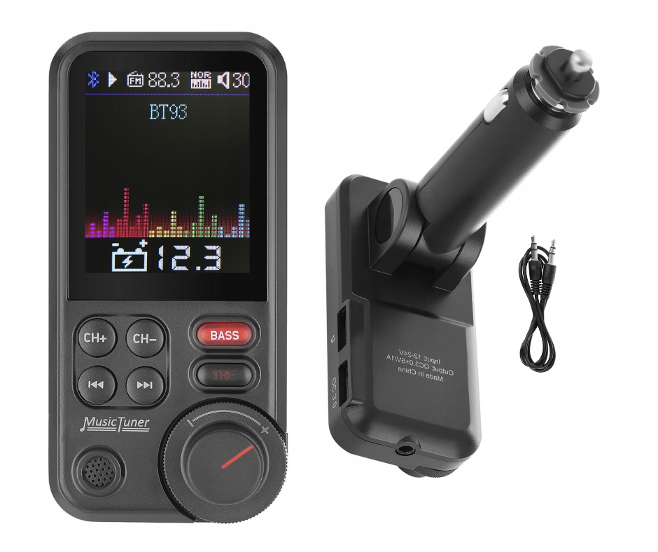 TRANSMITER BLUETOOTH SAMOCHODOWY FM SZYBKA ŁADOWARKA QC 3.0 2x USB MP3 SD Kod producenta BT93
