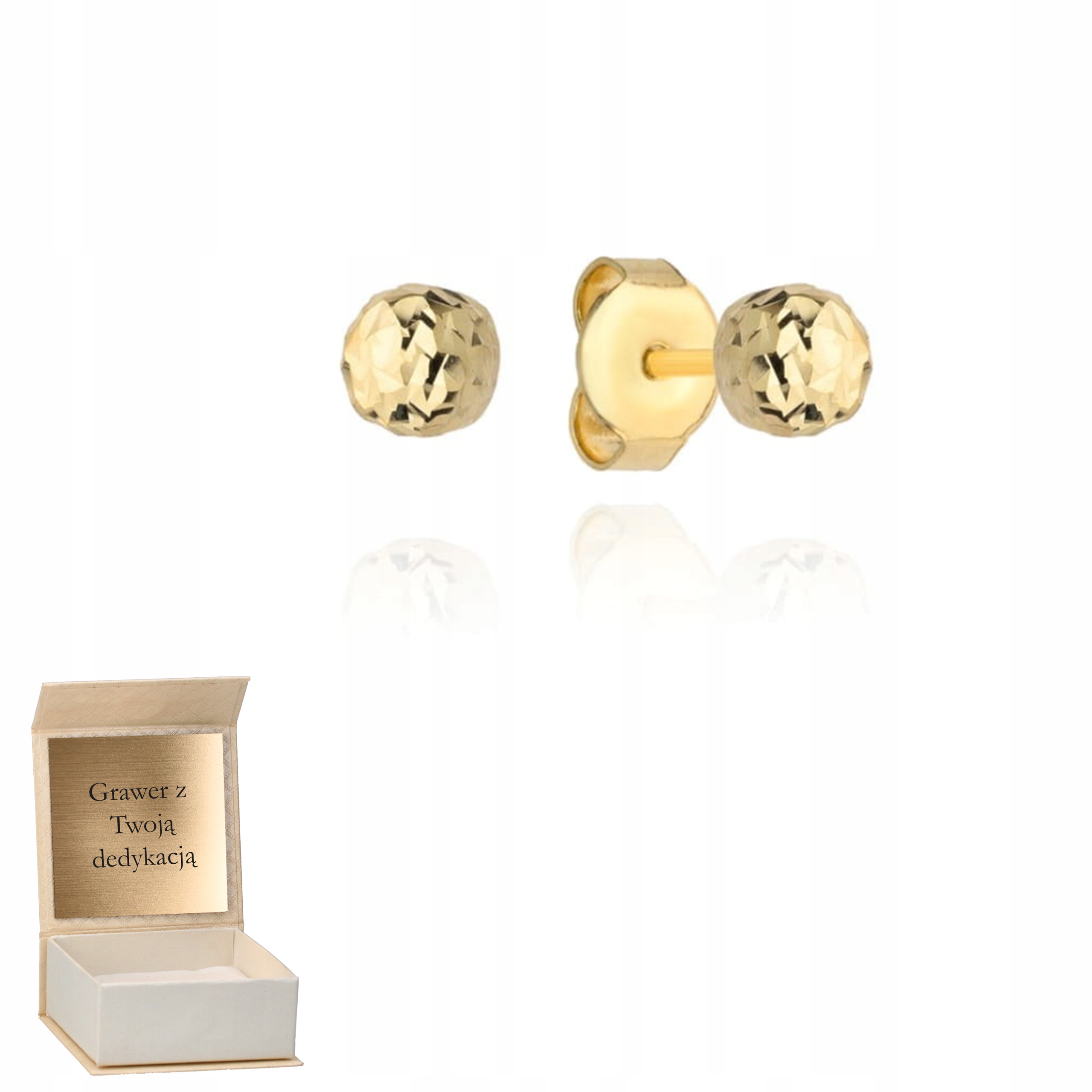 Zlaté náušnice Kuličky lehké diamantové tyčinka zlato ryzost 585 Gravírování