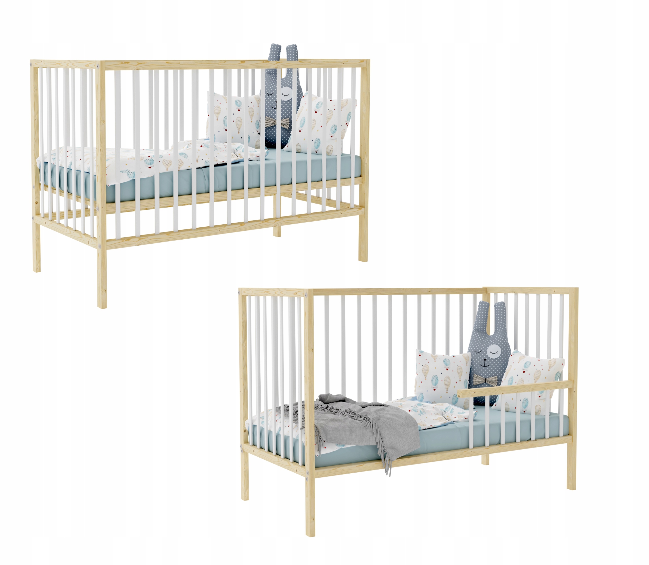 Łóżeczko IGA SKNADYNAWSKIE b/sz + BARIERKA Marka inna